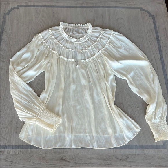 NWOT Ramy Brook Cream Ruffled Blouse - Picture 1 of 8